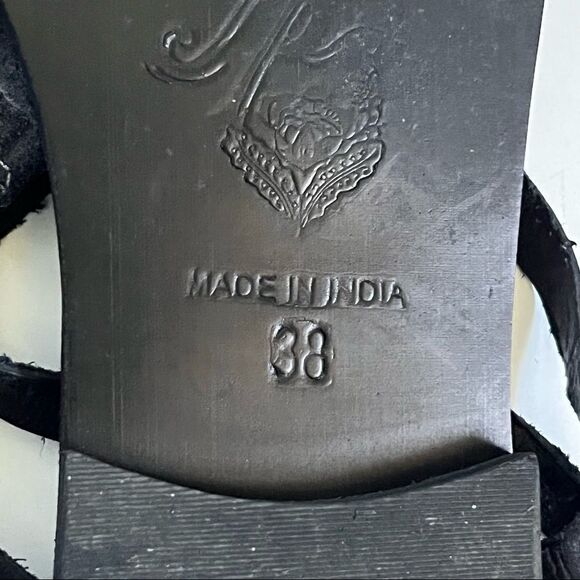 Free People Lace Up Gladiator Leather Sandals Black Size 38 - Picture 12 of 13